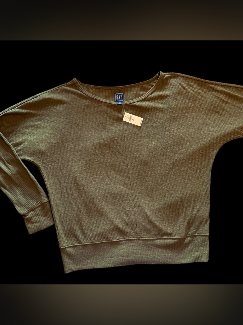 GAP Olive Ribbed Long Sleeve Top